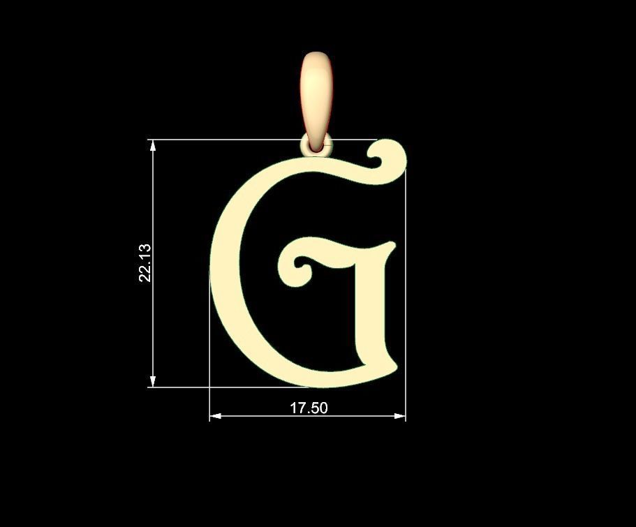 Initial Letters Pendant Harrington G 3D print model_4