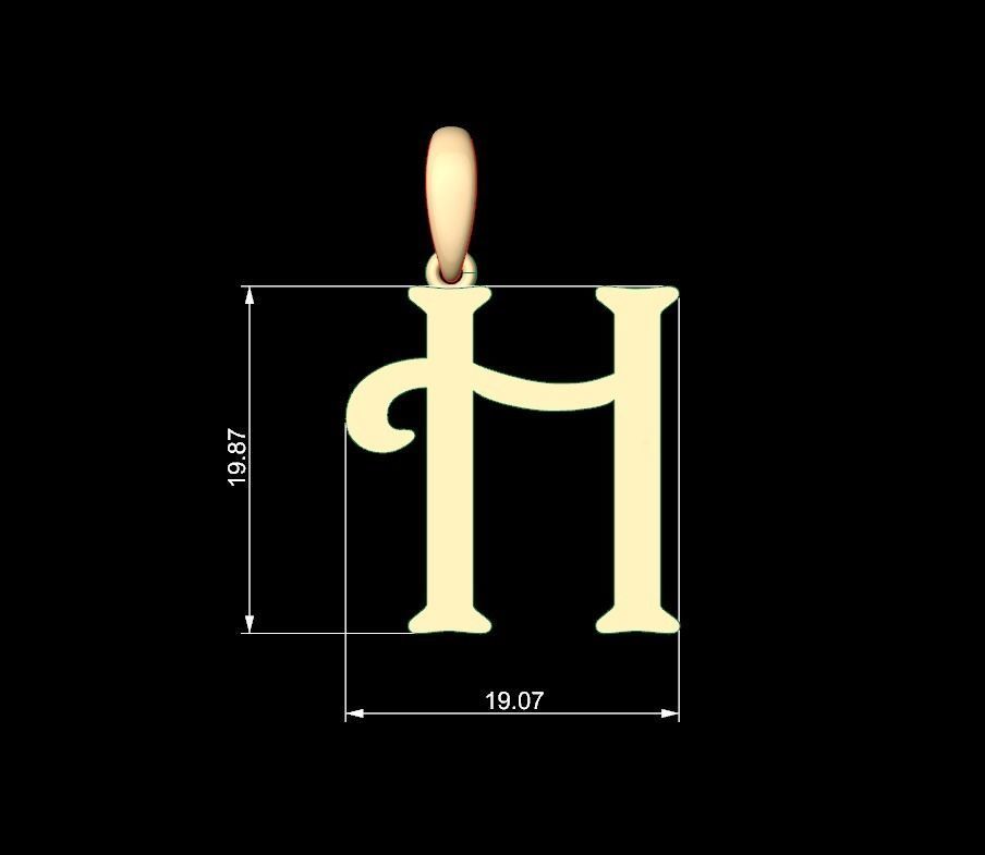 Initial Letters Pendant Harrington H 3D print model_4