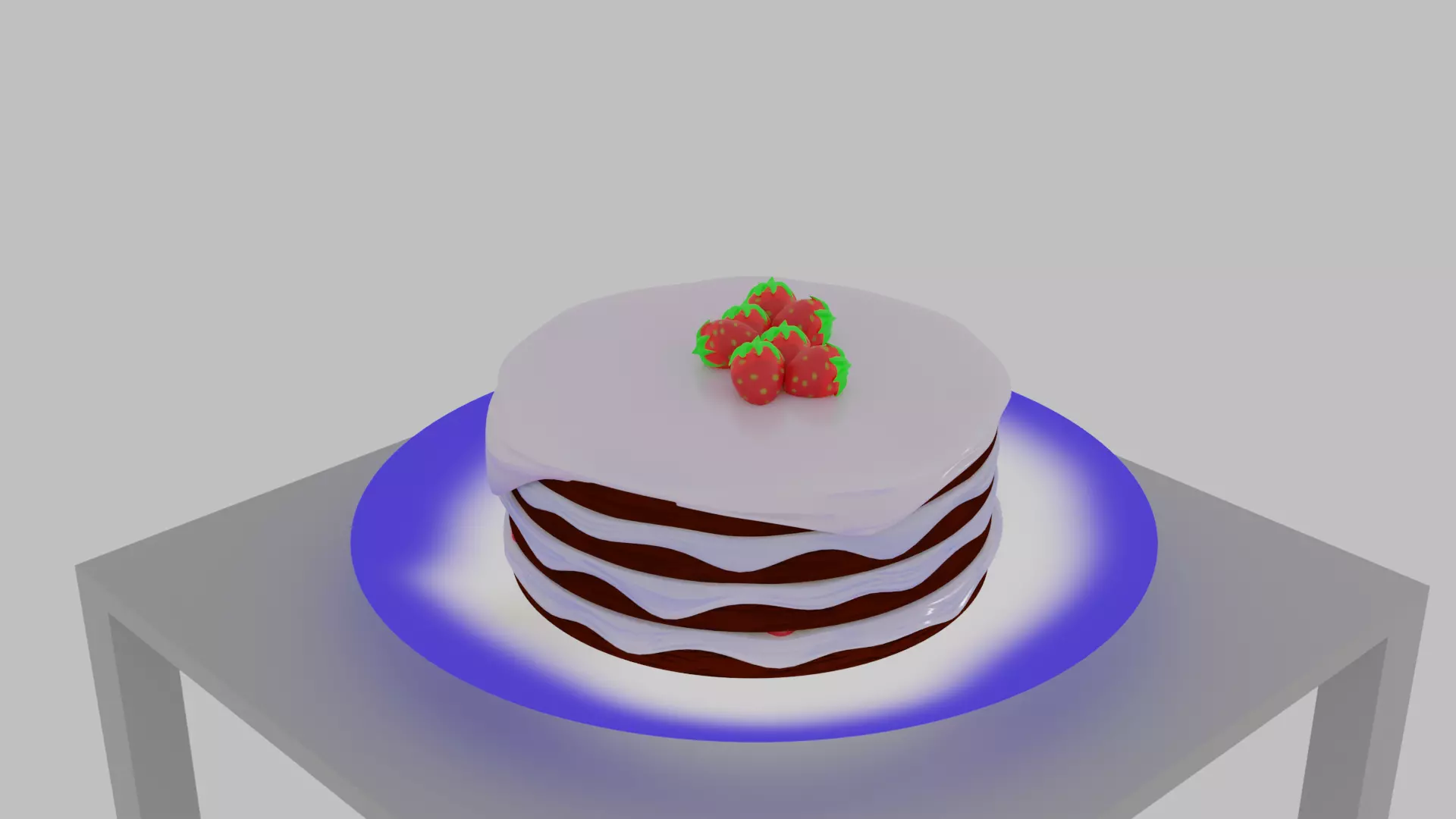 cakes cake with strawberries on top Free 3D model