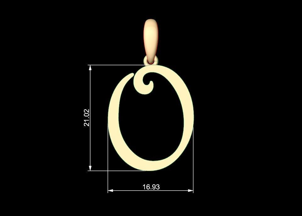 Initial Letters Pendant Harrington O 3D print model_4