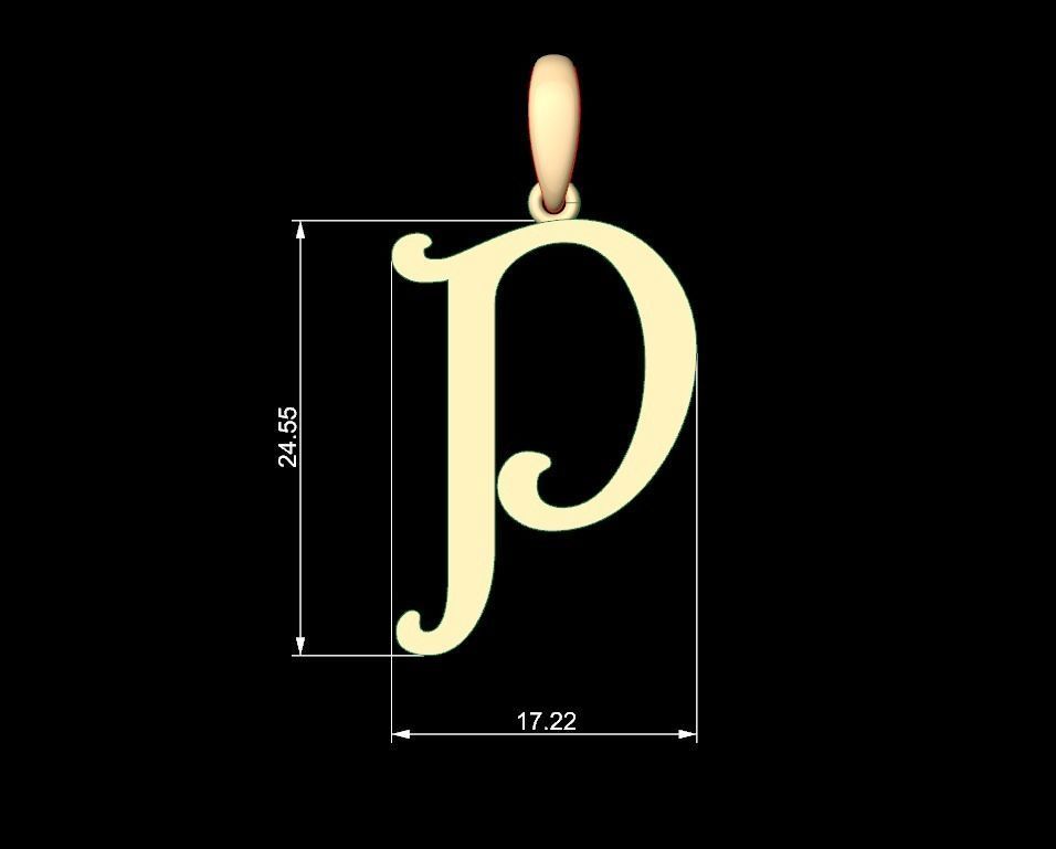 Initial Letters Pendant Harrington P 3D print model_4