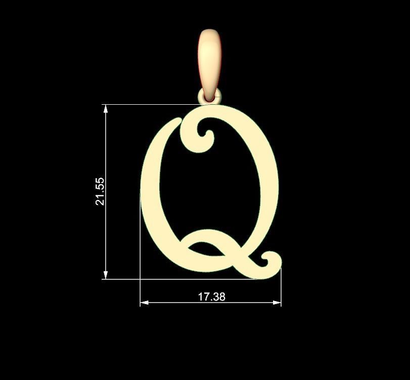 Initial Letters Pendant Harrington Q 3D print model_4