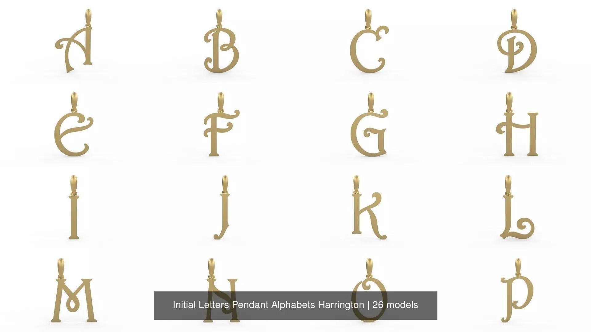 Initial Letters Pendant Alphabets Harrington 3D Model Collection_0
