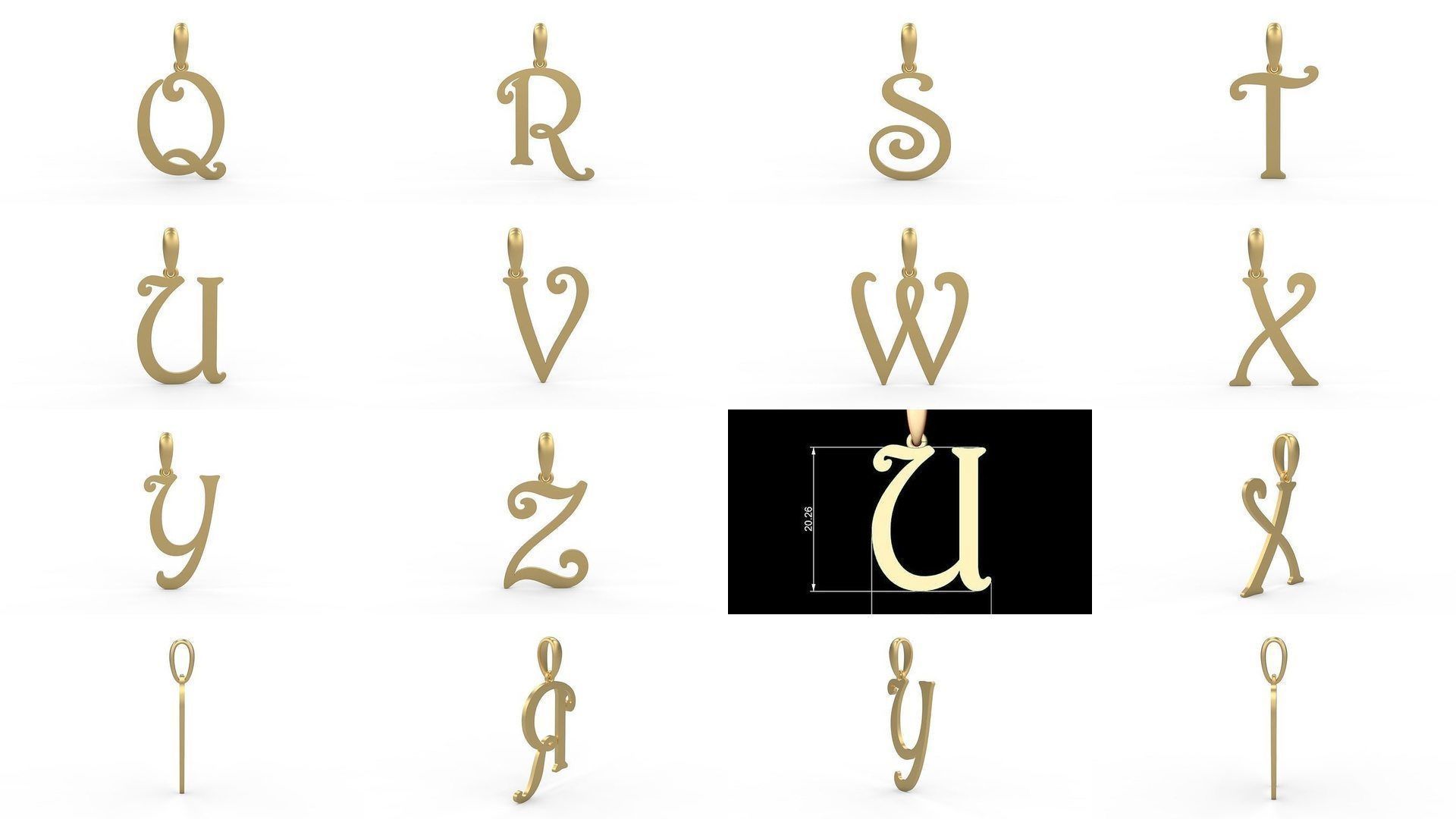 Initial Letters Pendant Alphabets Harrington 3D Model Collection_1