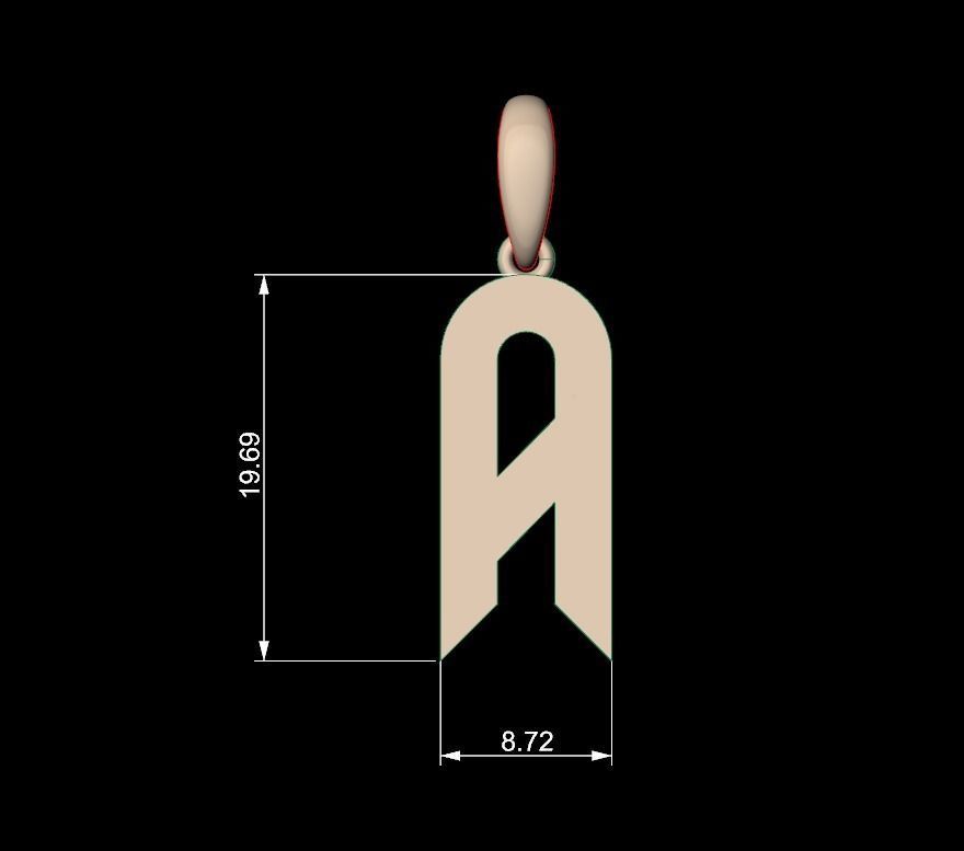 Initial Letters Pendant Haster A 3D print model_4
