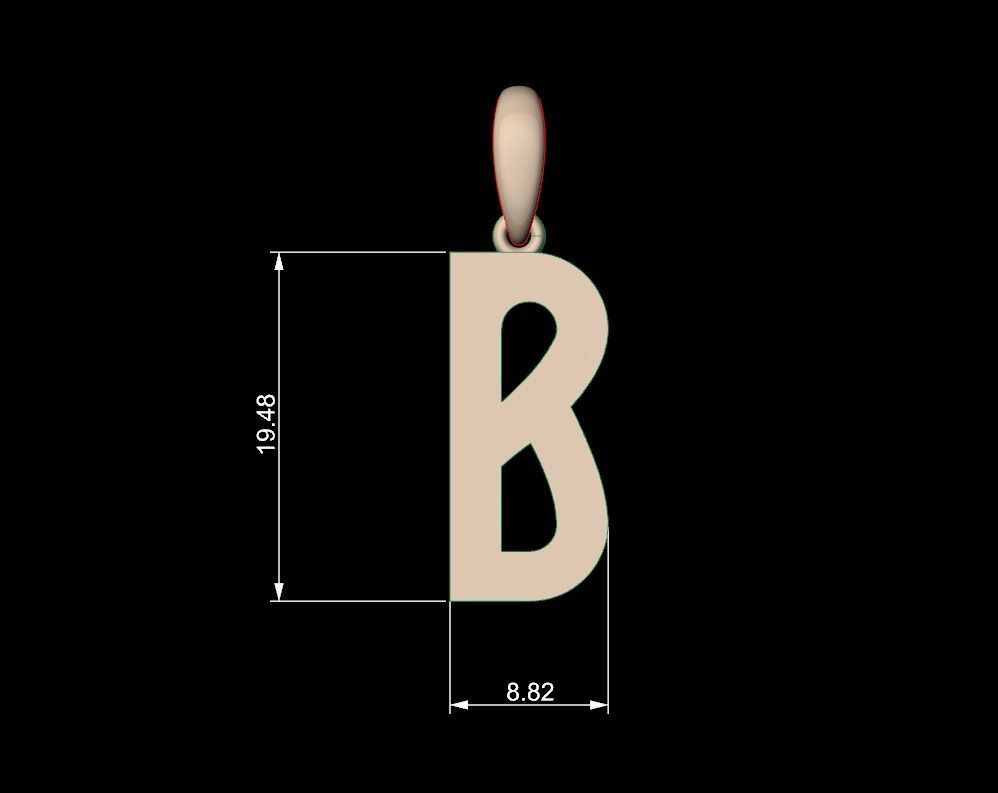 Initial Letters Pendant Haster B 3D print model_4