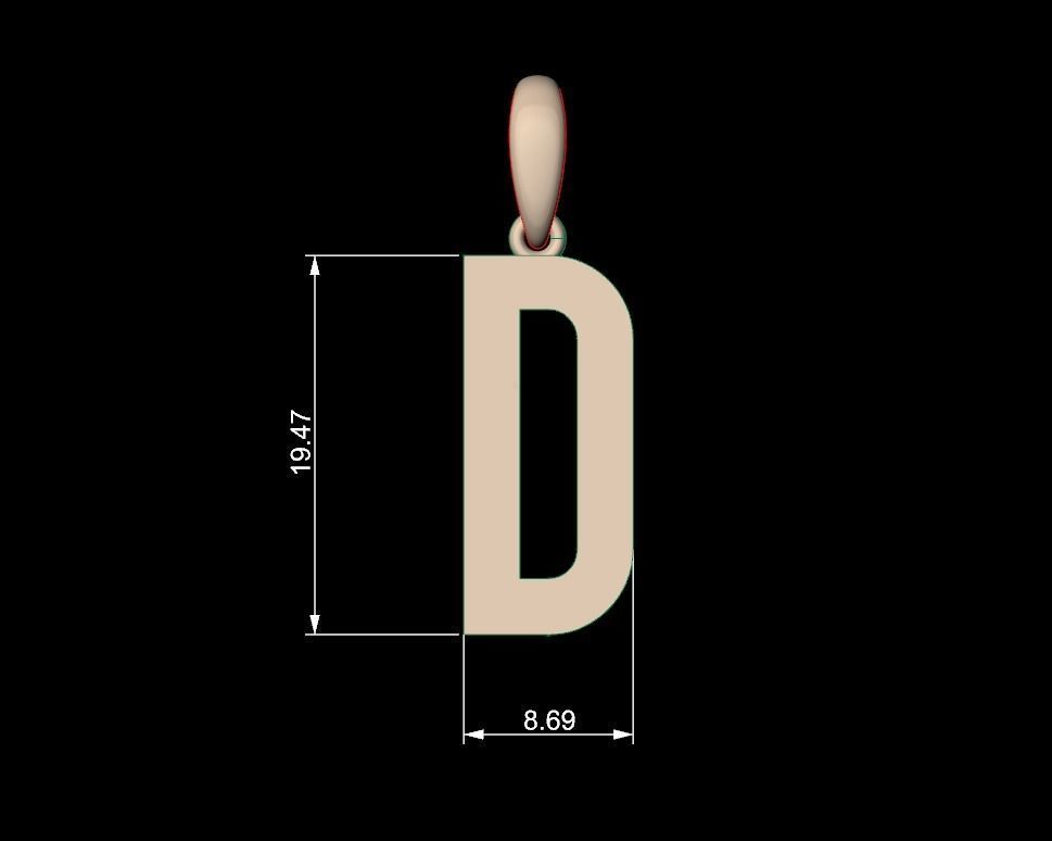 Initial Letters Pendant Haster D 3D print model_4