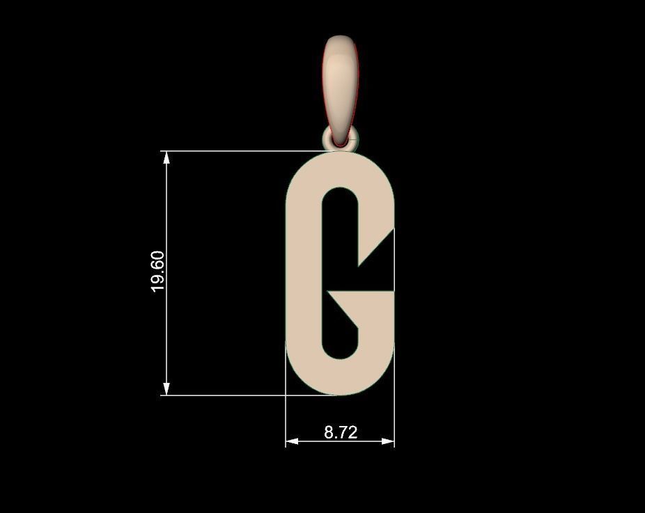 Initial Letters Pendant Haster G 3D print model_4