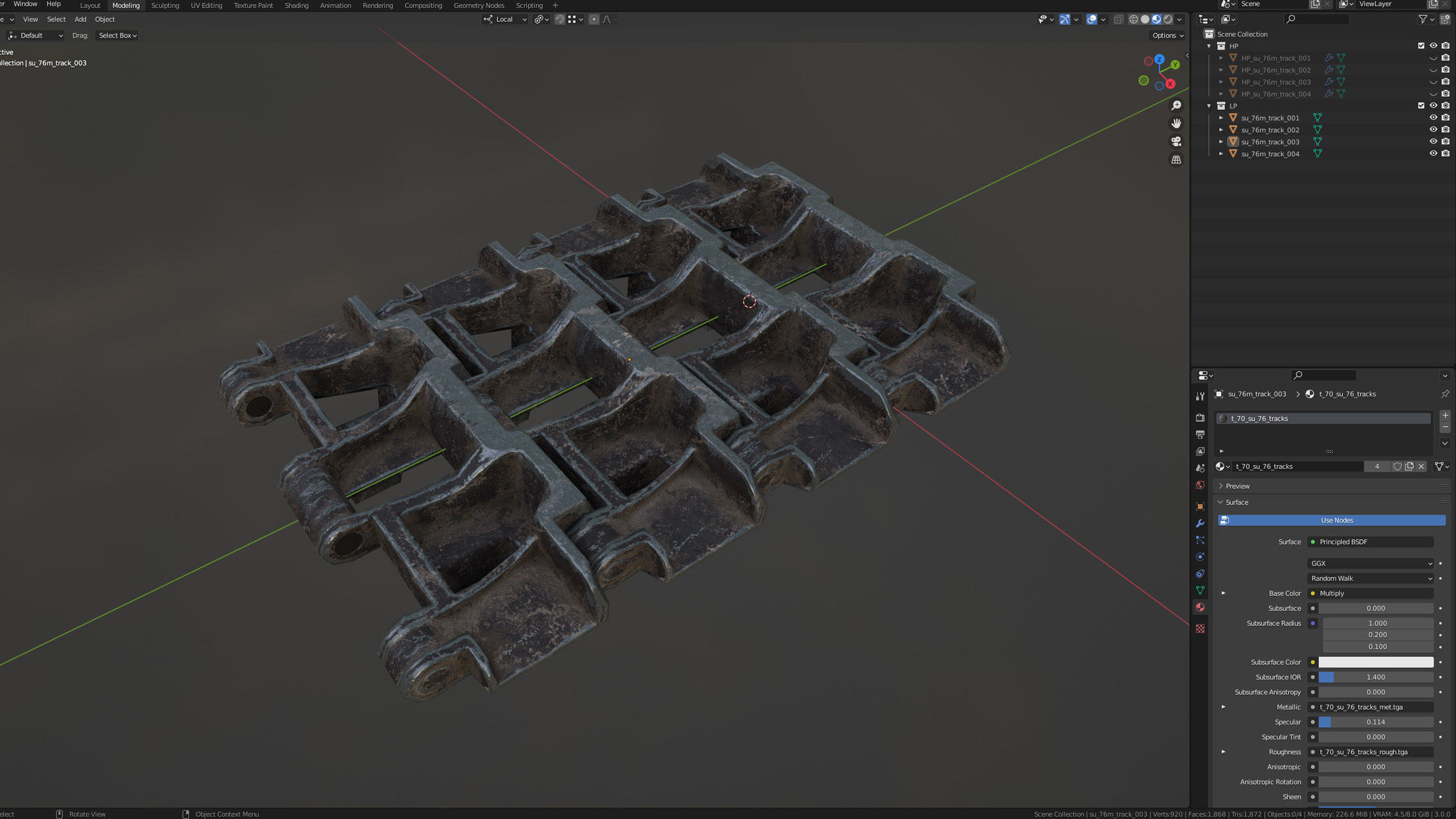T-70 SU-76 Tracks Low-poly 3D model_13
