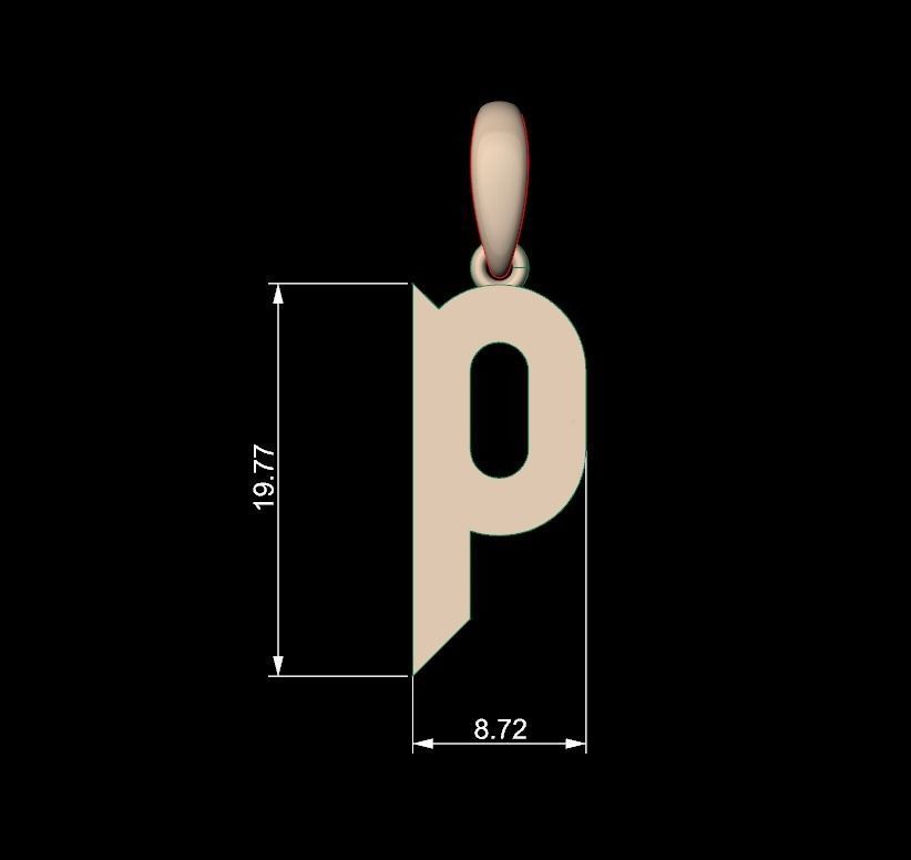 Initial Letters Pendant Haster P 3D print model_4