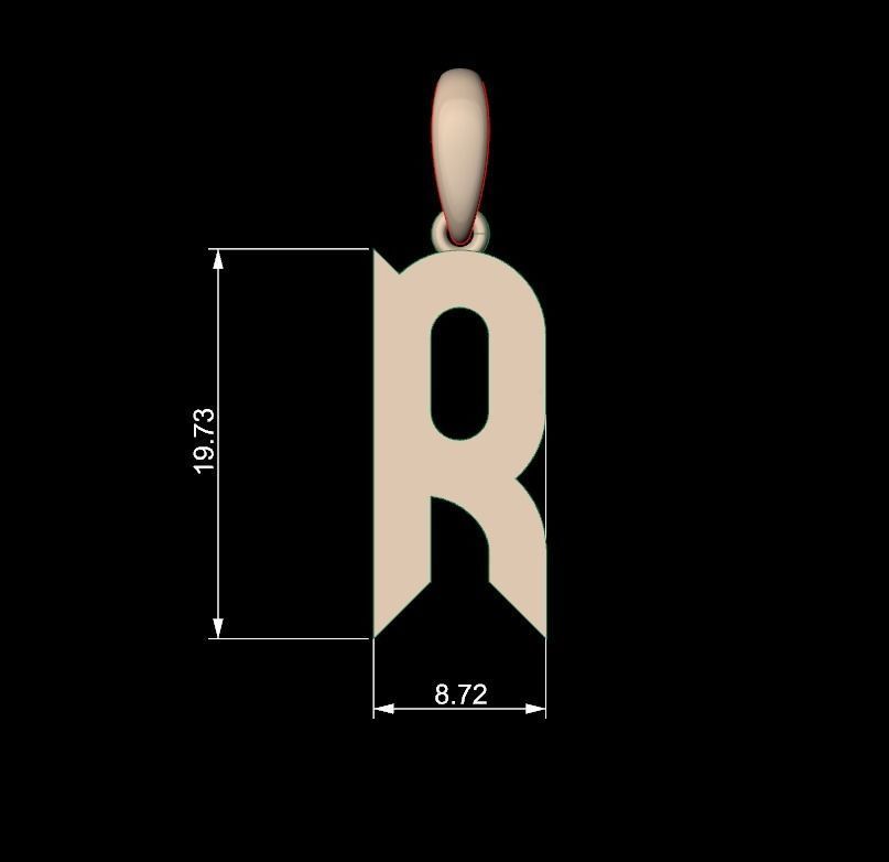 Initial Letters Pendant Haster R 3D print model_4