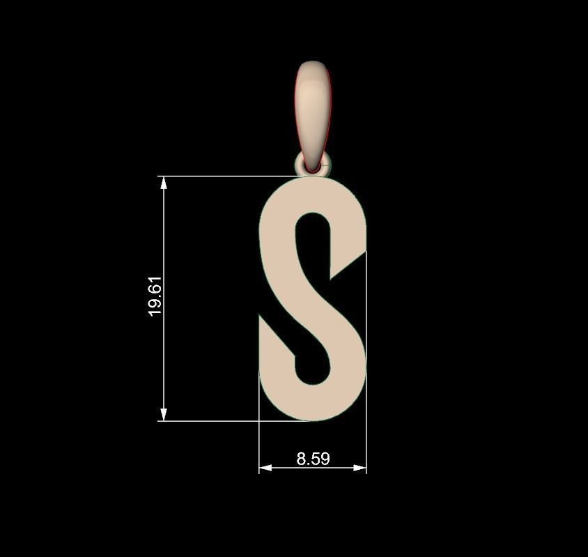 Initial Letters Pendant Haster S 3D print model_4