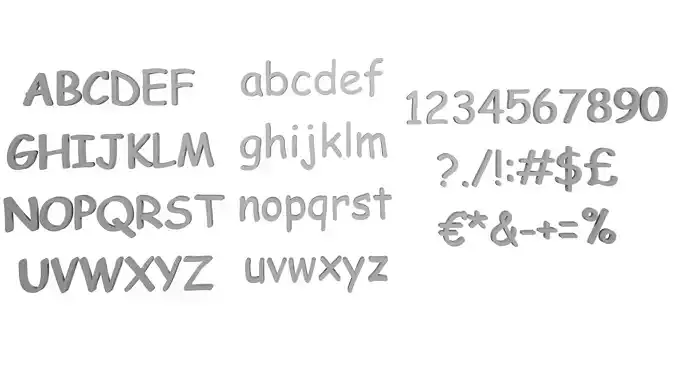Alphabet letters lowercase and uppercase in Comics sans ms font Low-poly 3D model