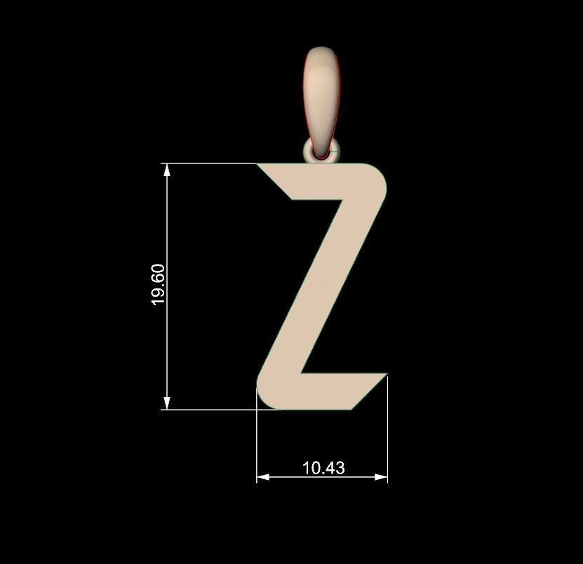 Initial Letters Pendant Haster Z 3D print model_4