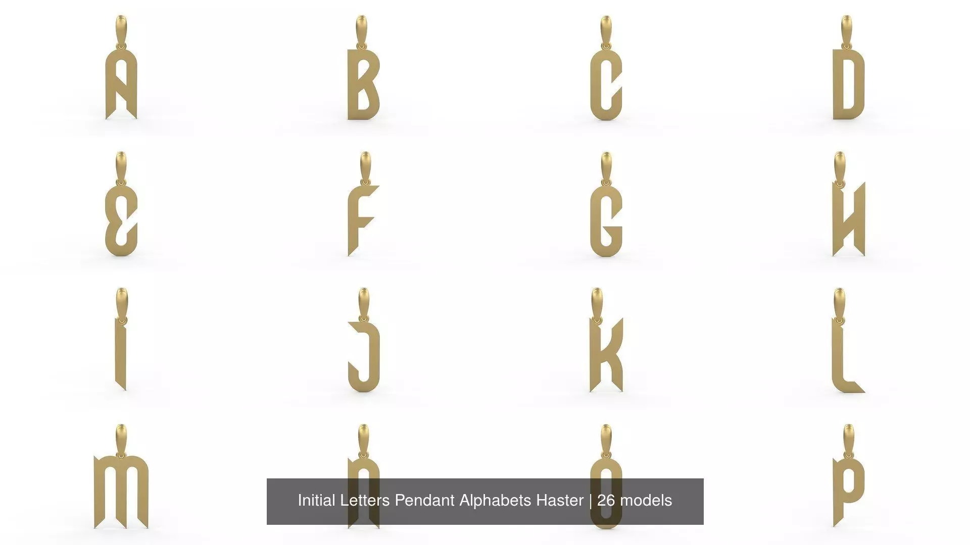 Initial Letters Pendant Alphabets Haster 3D Model Collection_0