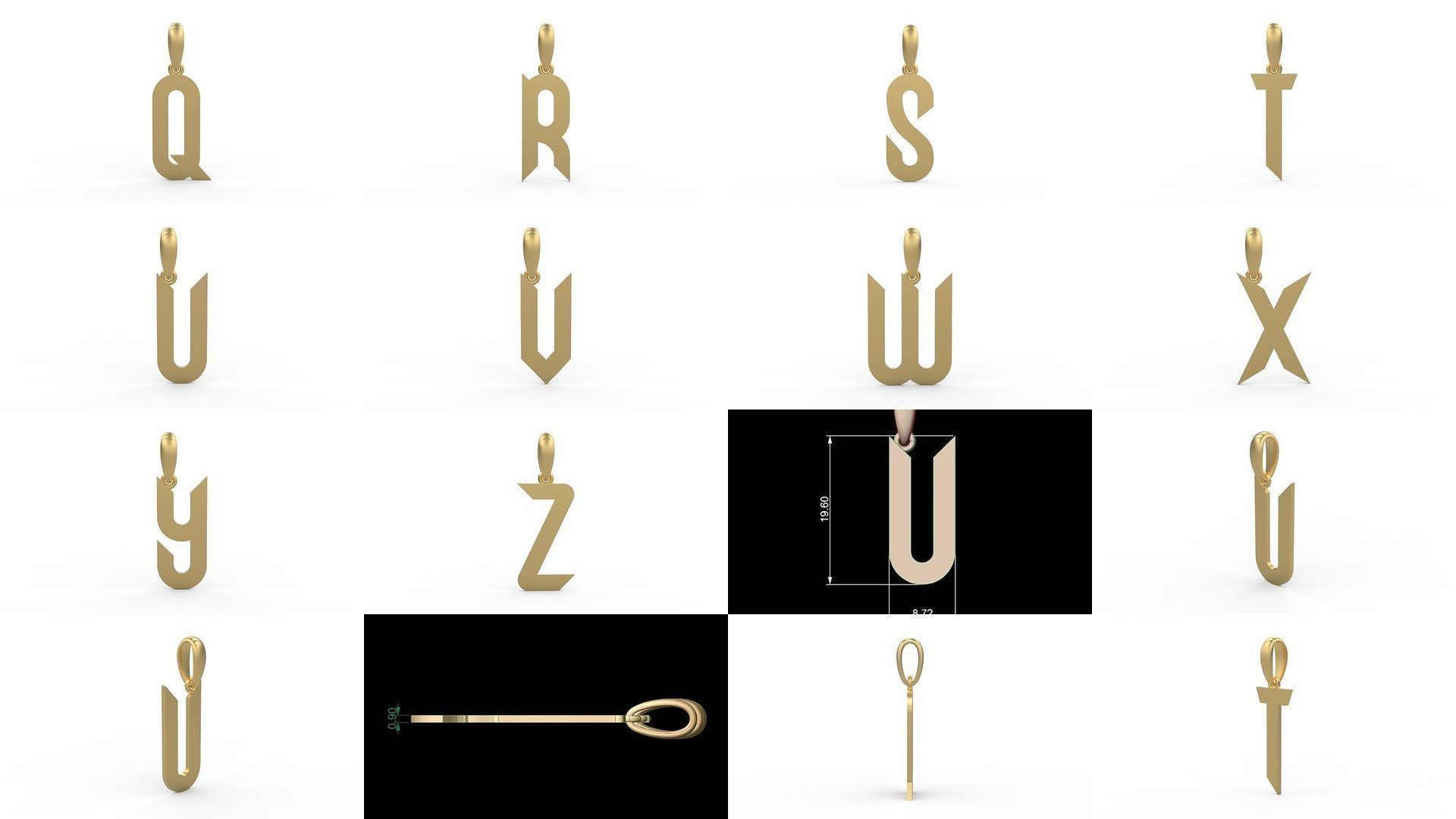 Initial Letters Pendant Alphabets Haster 3D Model Collection_1