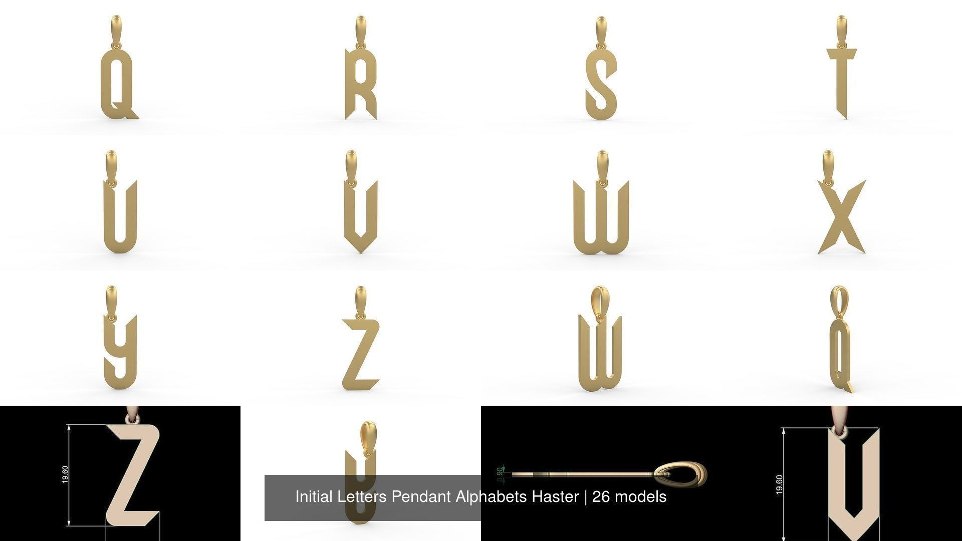 Initial Letters Pendant Alphabets Haster 3D Model Collection_2