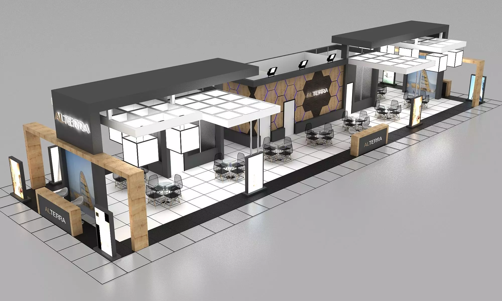 Booth Exhibition Stand Stall 29X8m Height 400 cm 4 Side Open  3D model_0