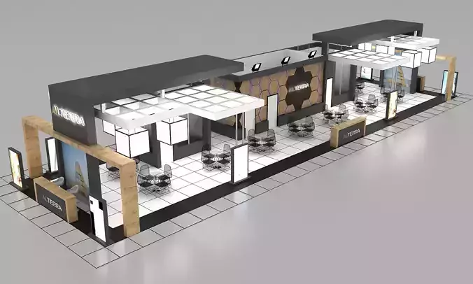 Booth Exhibition Stand Stall 29X8m Height 400 cm 4 Side Open  3D model
