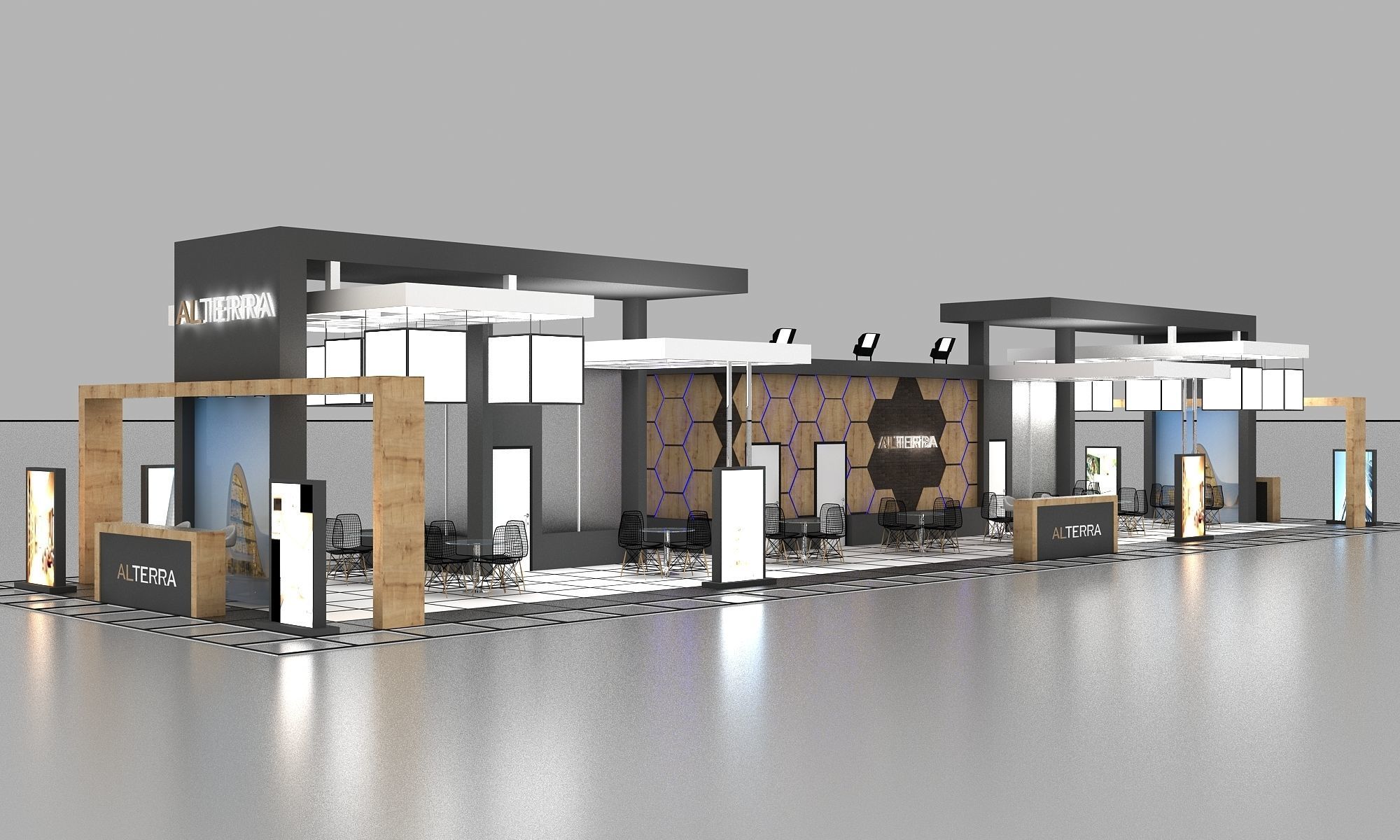 Booth Exhibition Stand Stall 29X8m Height 400 cm 4 Side Open  3D model_2