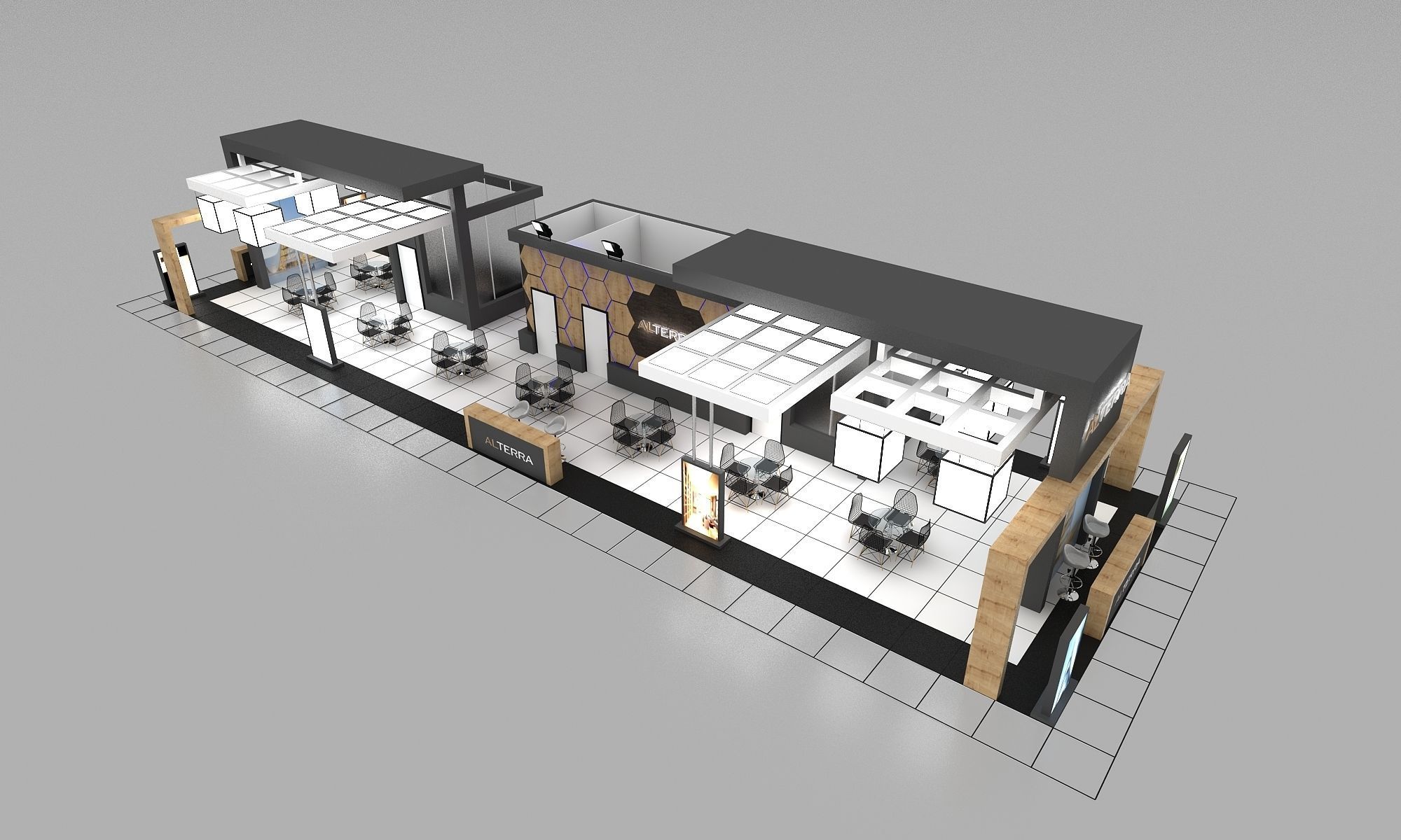 Booth Exhibition Stand Stall 29X8m Height 400 cm 4 Side Open  3D model_6