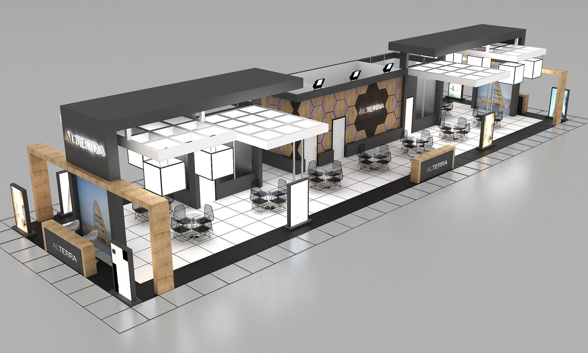 Booth Exhibition Stand Stall 29X8m Height 400 cm 4 Side Open  3D model_3