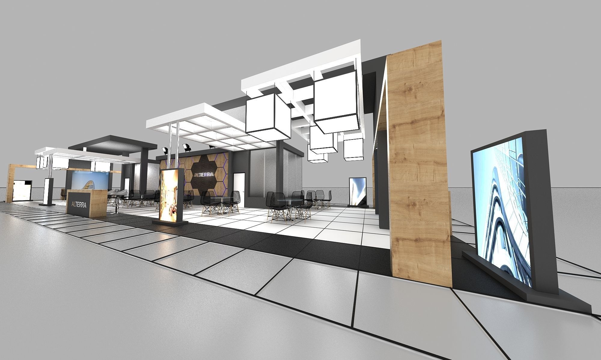 Booth Exhibition Stand Stall 29X8m Height 400 cm 4 Side Open  3D model_4