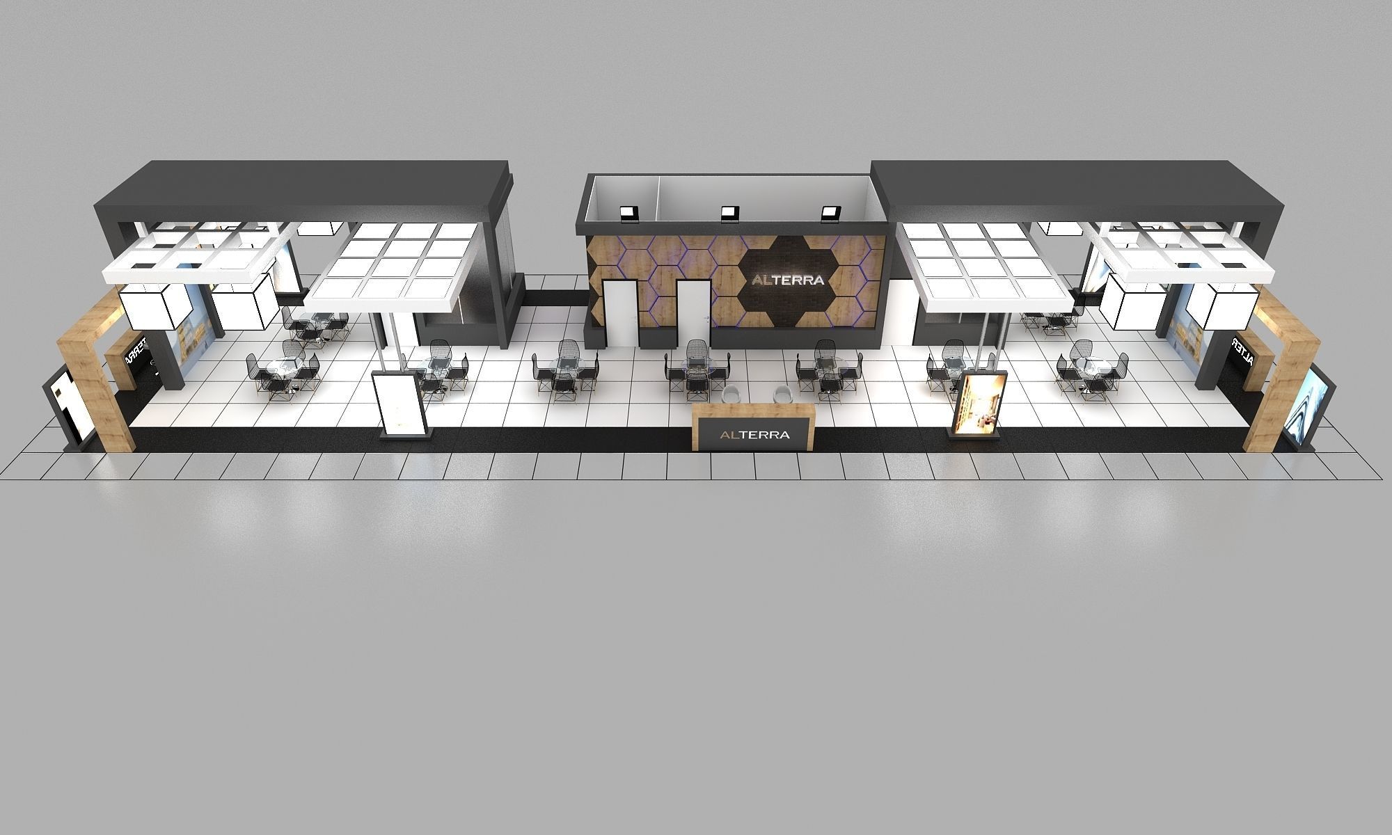 Booth Exhibition Stand Stall 29X8m Height 400 cm 4 Side Open  3D model_5
