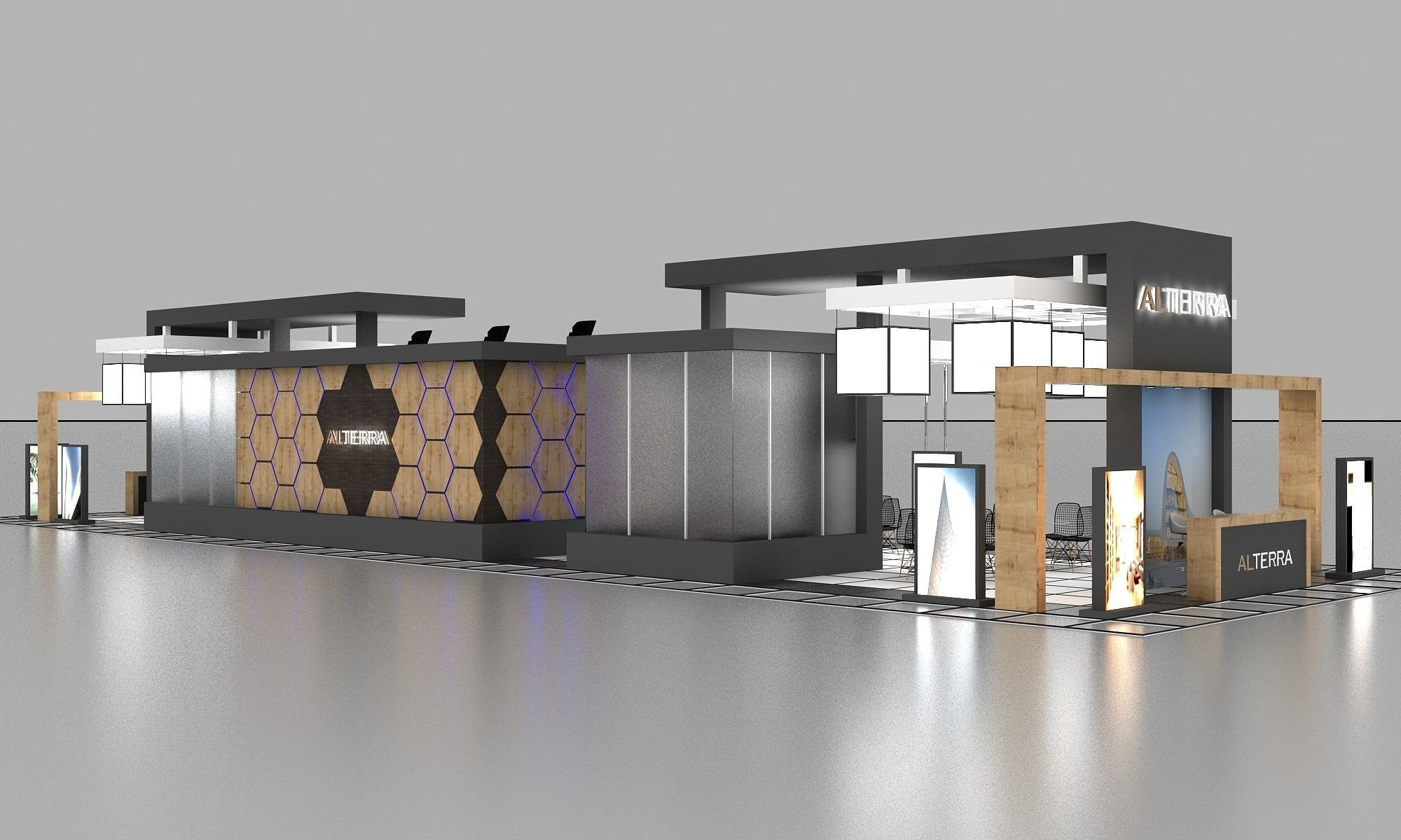 Booth Exhibition Stand Stall 29X8m Height 400 cm 4 Side Open  3D model_1