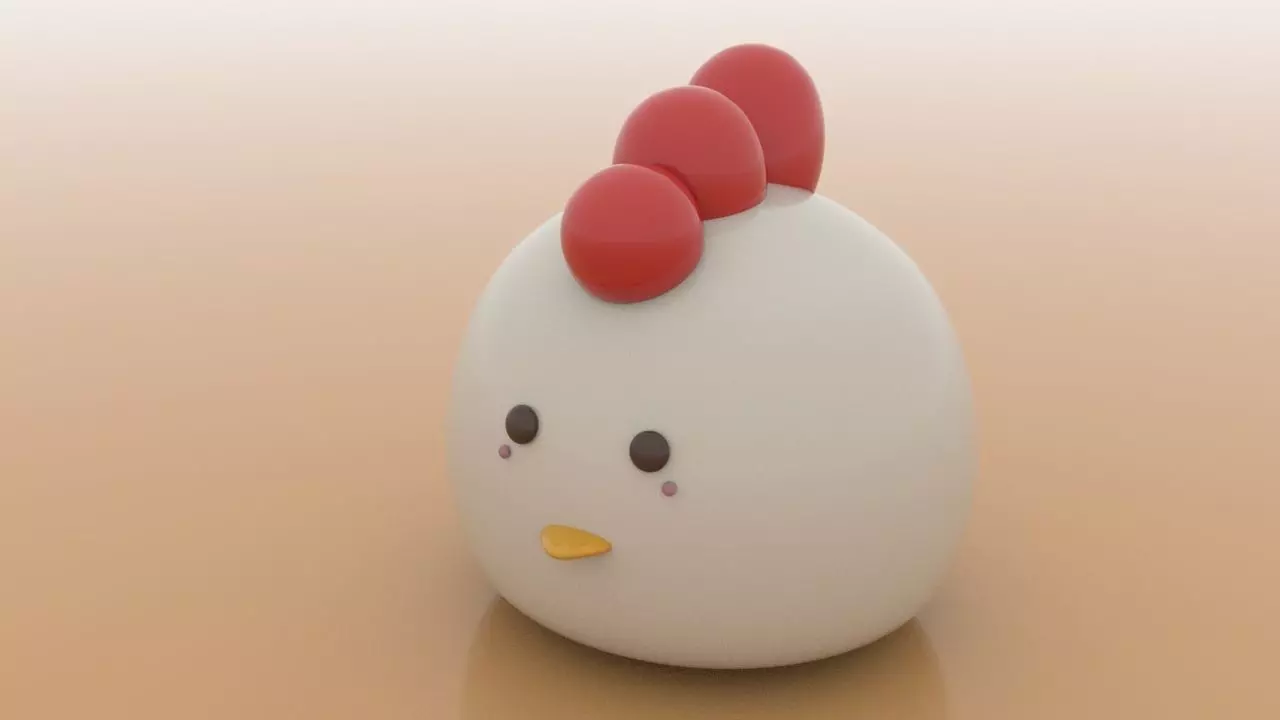 Cute Little Chicken Low-poly 3D model_0