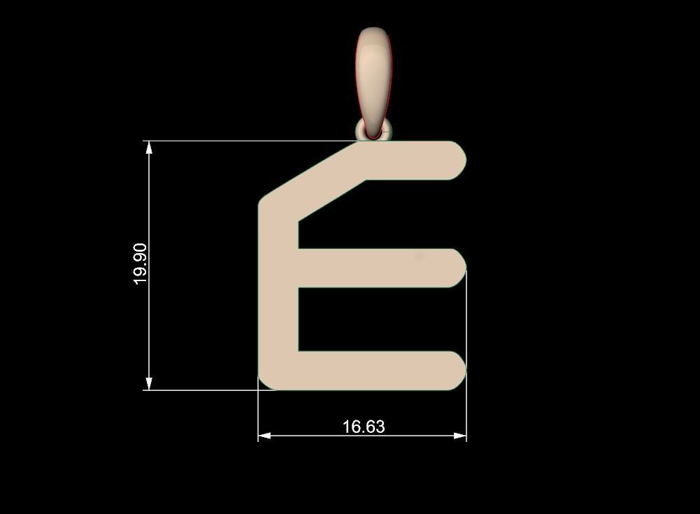 Initial Letters Pendant Transistor E 3D print model_4