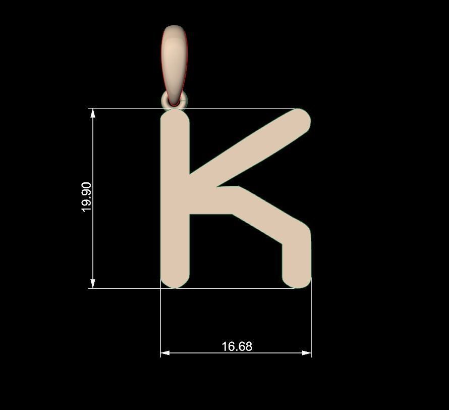 Initial Letters Pendant Transistor K 3D print model_4