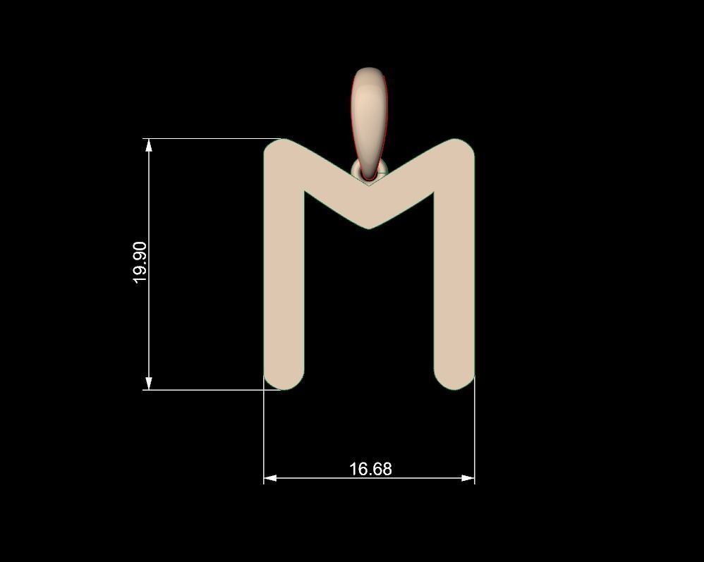 Initial Letters Pendant Transistor M 3D print model_4