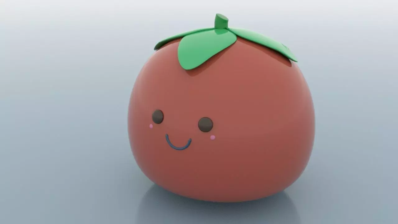 Cute Tomato Low-poly 3D model_0