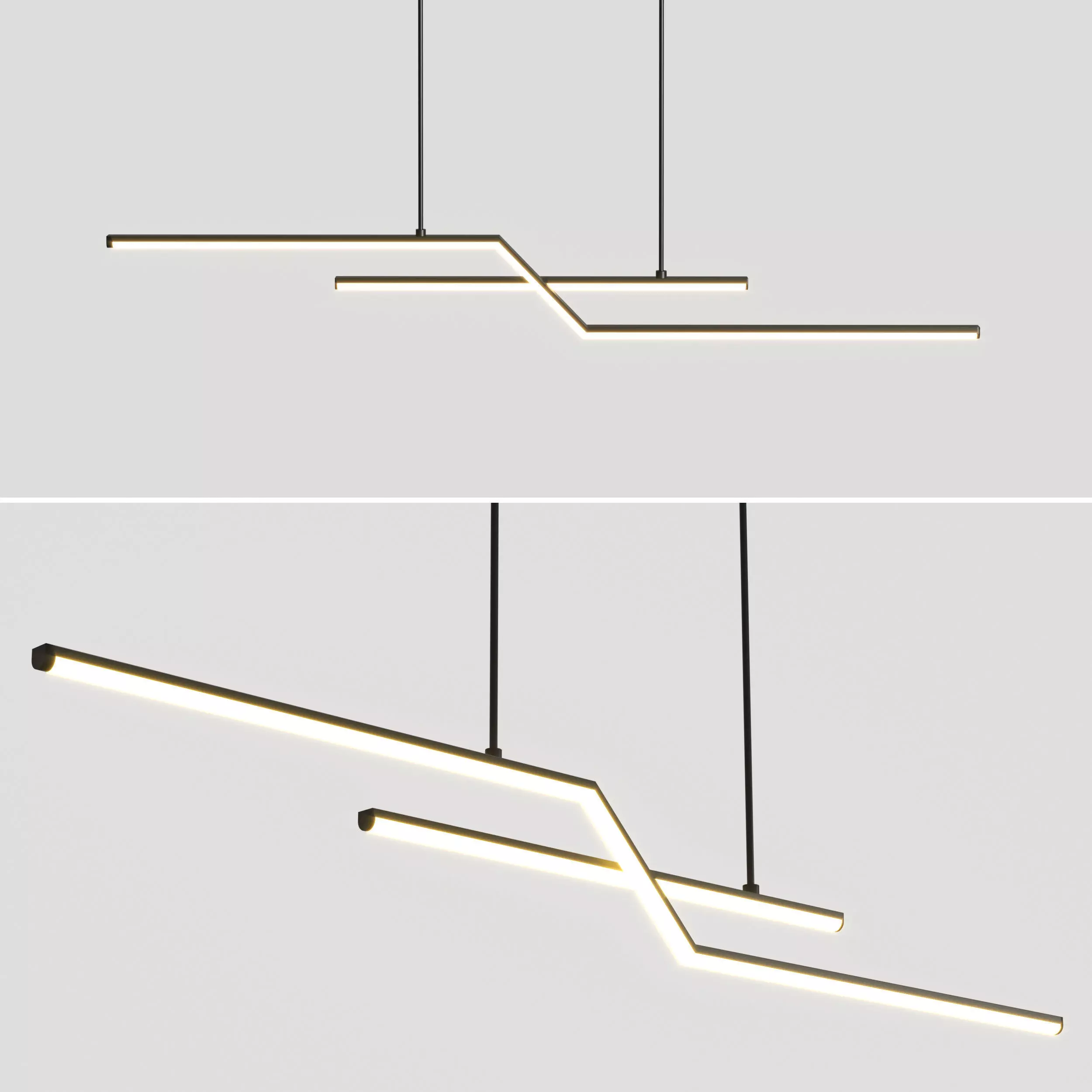 LED Pendant Light Kitchen Island Light Modern Black Gold Low-poly 3D model