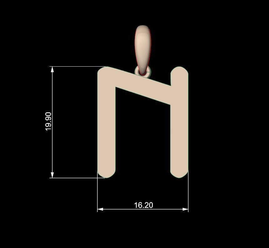 Initial Letters Pendant Transistor N 3D print model_4