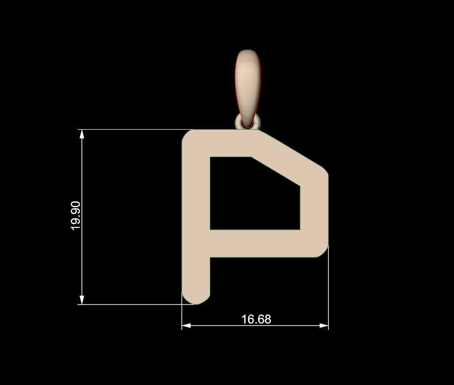Initial Letters Pendant Transistor P 3D print model_4