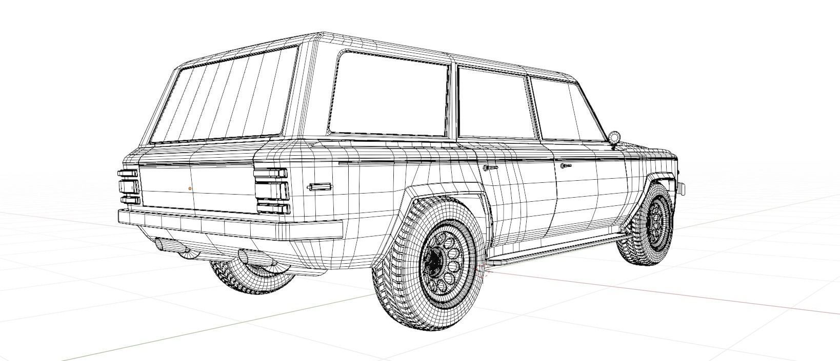 4 door generic 70s truck Low-poly 3D model_19