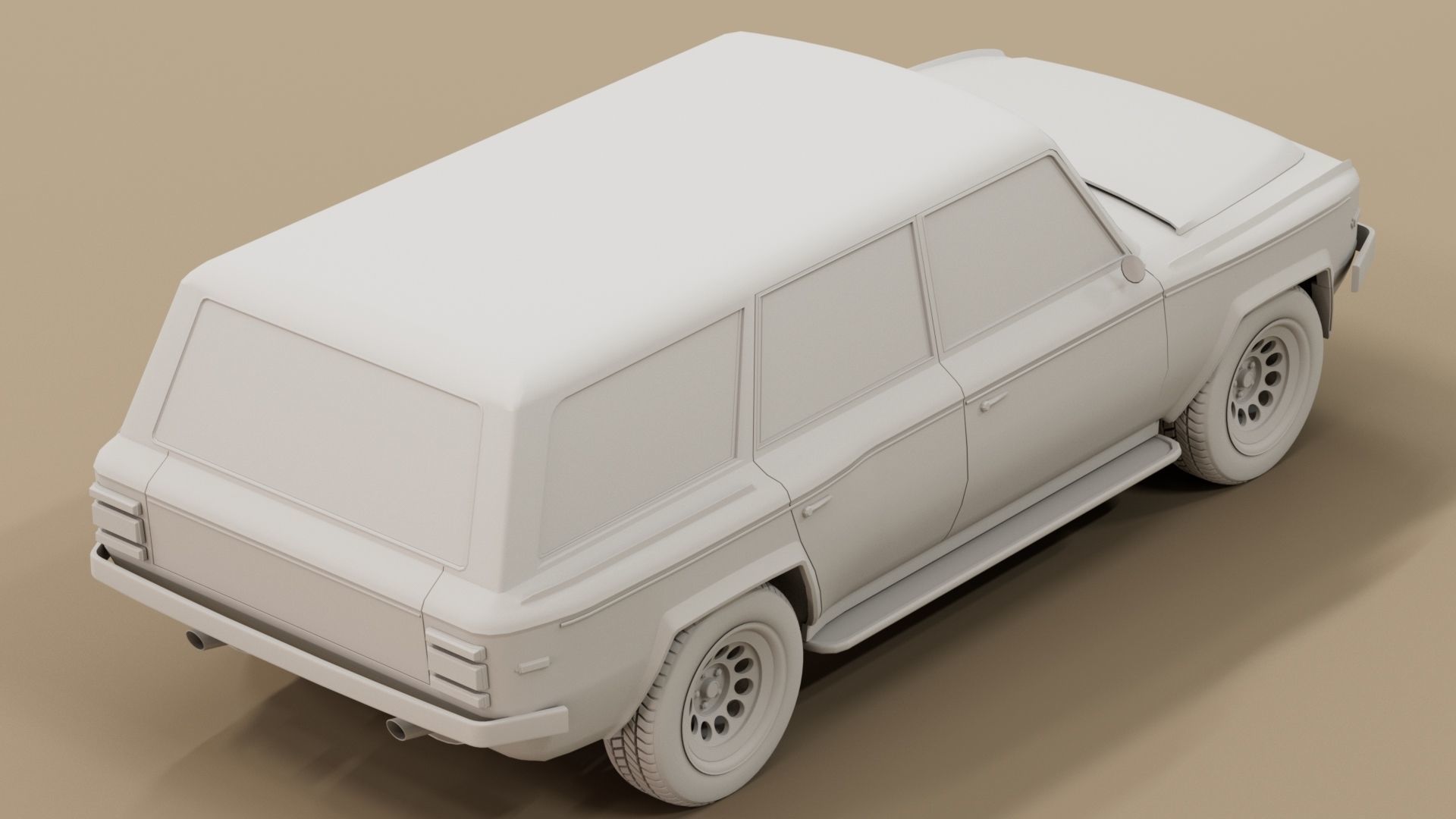 4 door generic 70s truck Low-poly 3D model_16