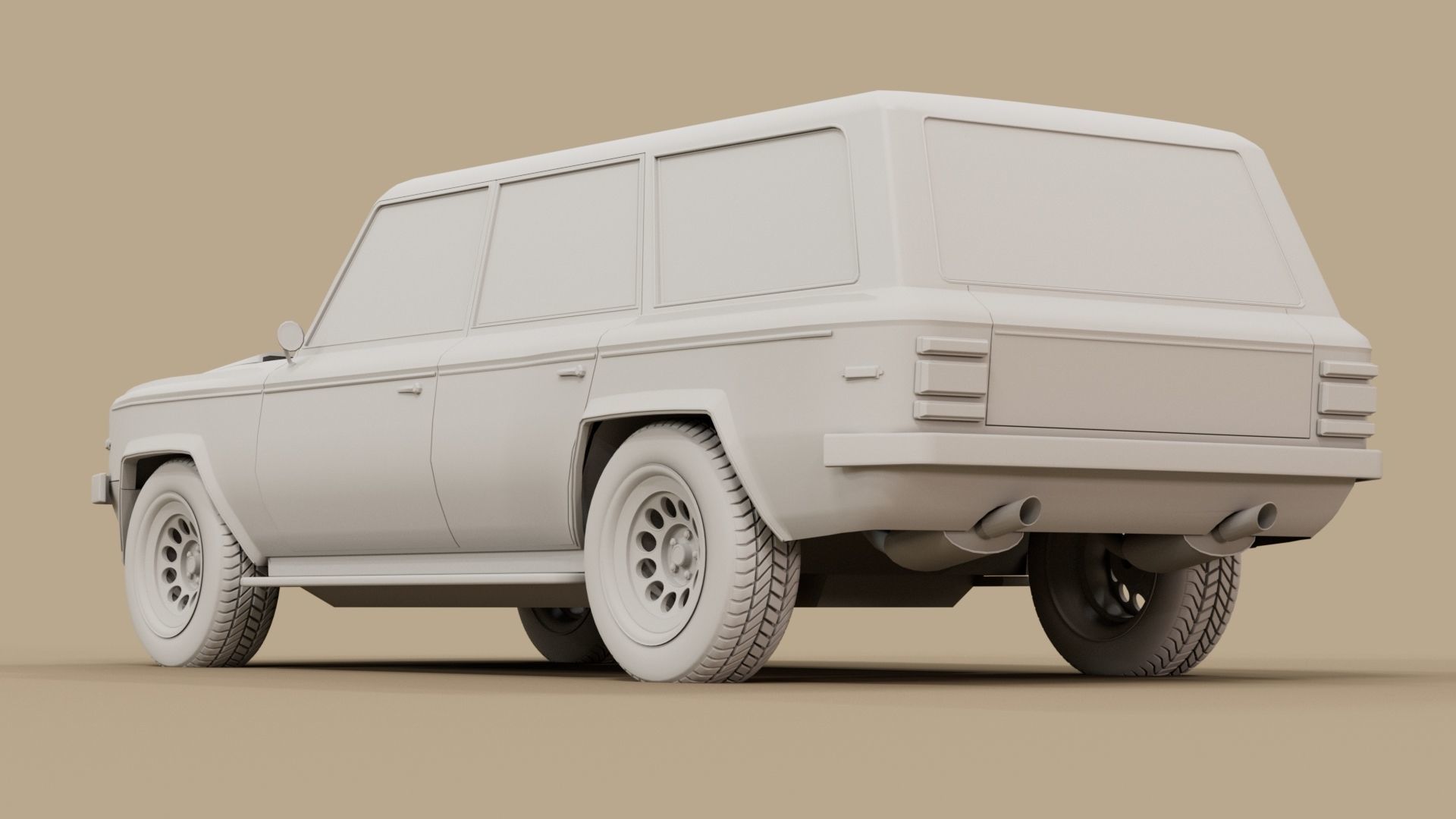 4 door generic 70s truck Low-poly 3D model_14