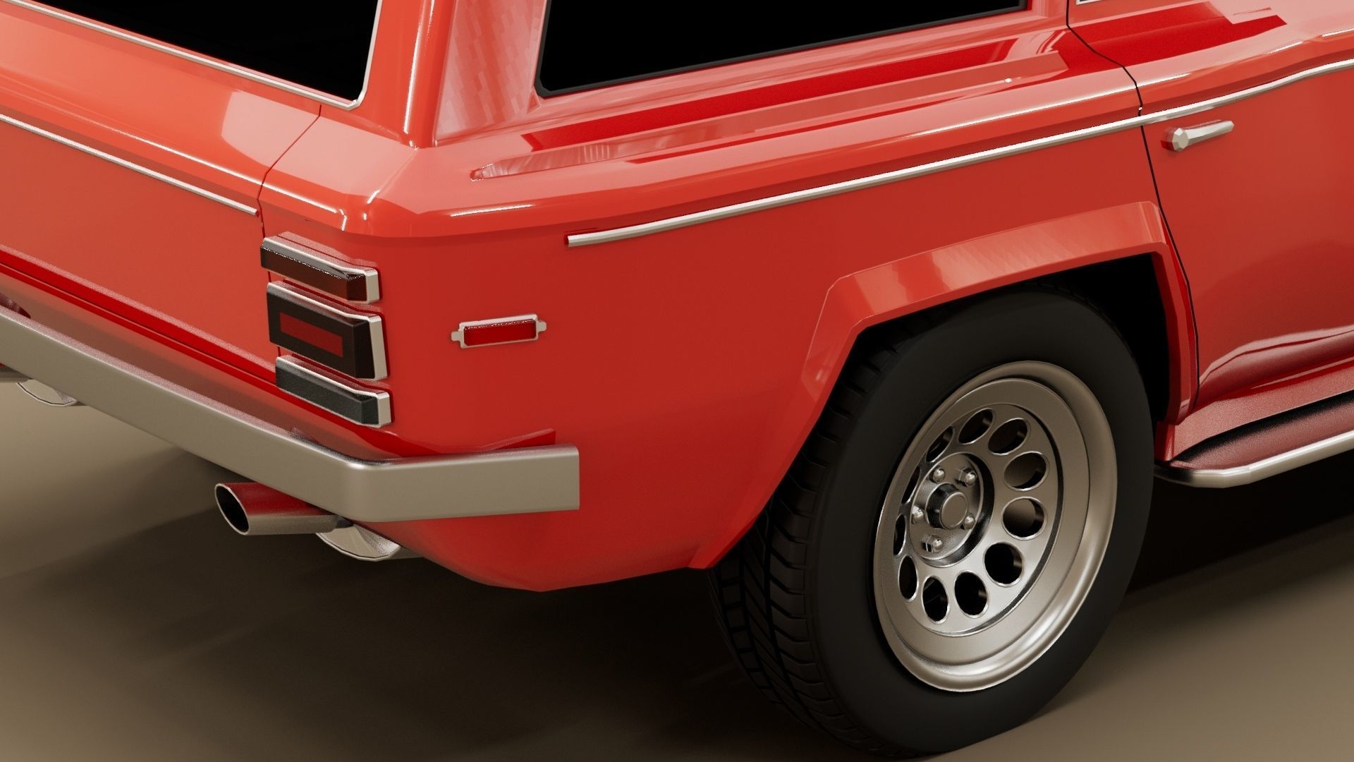 4 door generic 70s truck Low-poly 3D model_9