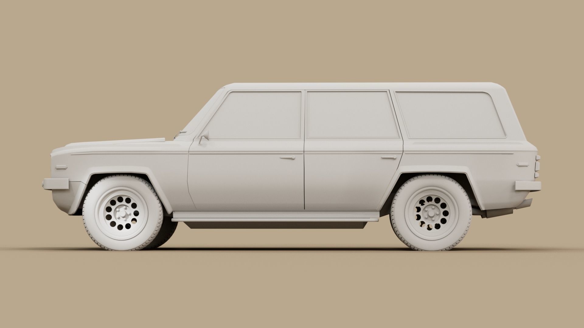4 door generic 70s truck Low-poly 3D model_13