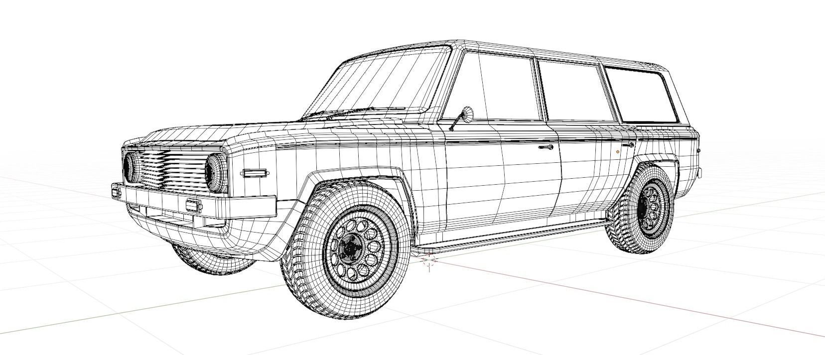 4 door generic 70s truck Low-poly 3D model_17
