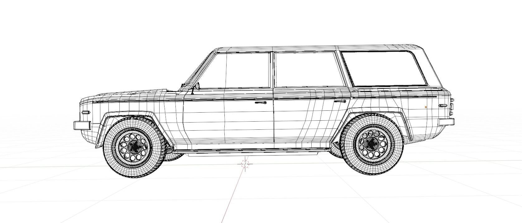 4 door generic 70s truck Low-poly 3D model_18