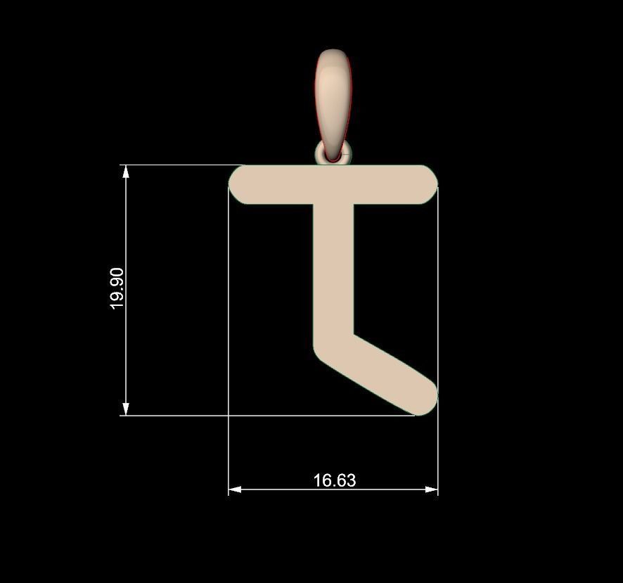Initial Letters Pendant Transistor T 3D print model_4