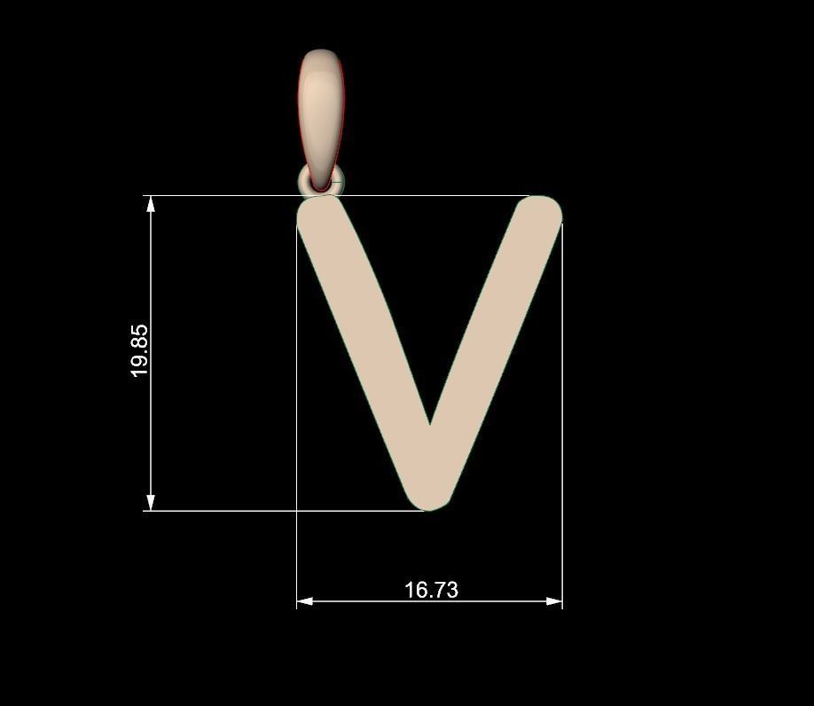 Initial Letters Pendant Transistor V 3D print model_4