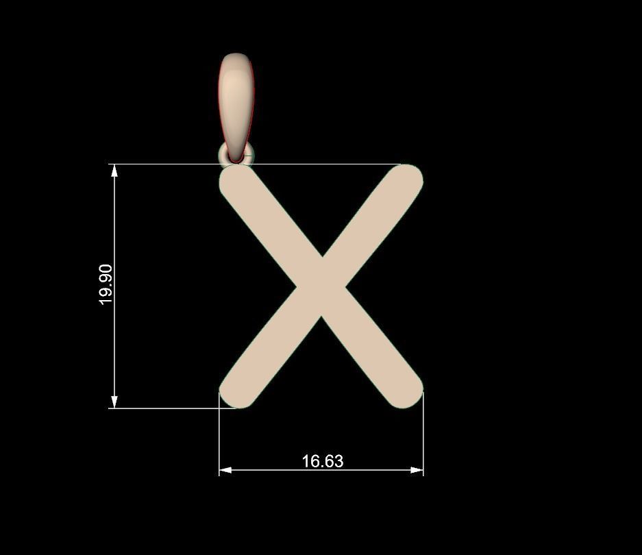 Initial Letters Pendant Transistor X 3D print model_4