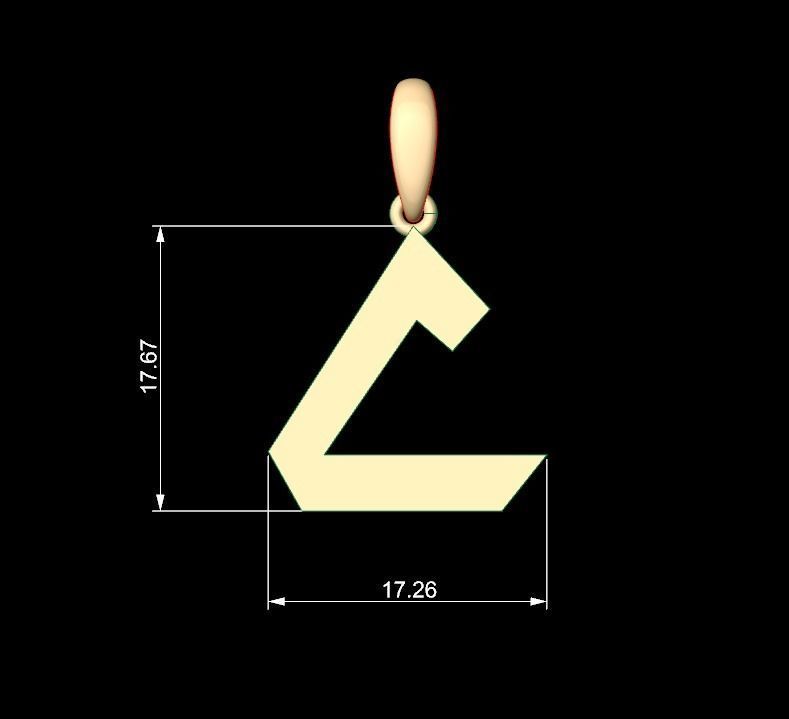 Initial Letters Pendant Iron Maiden C 3D print model_4