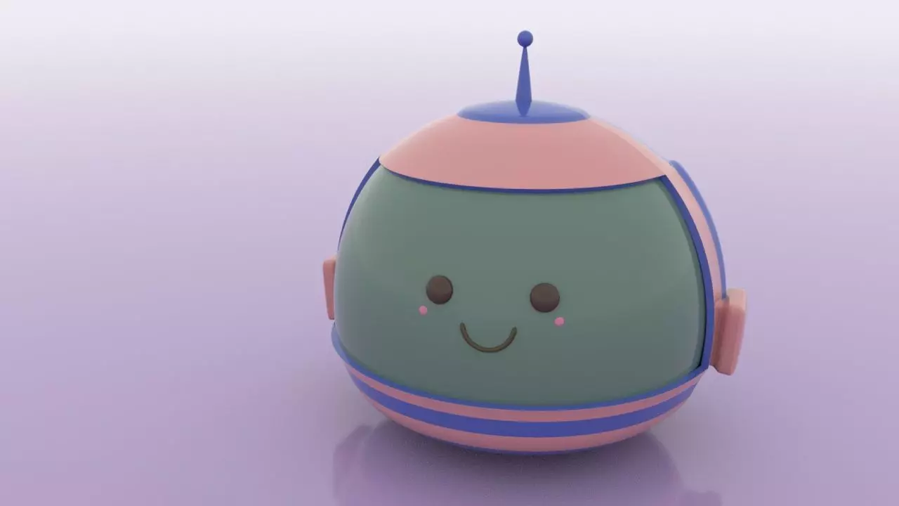 Cute little alien Low-poly 3D model_0