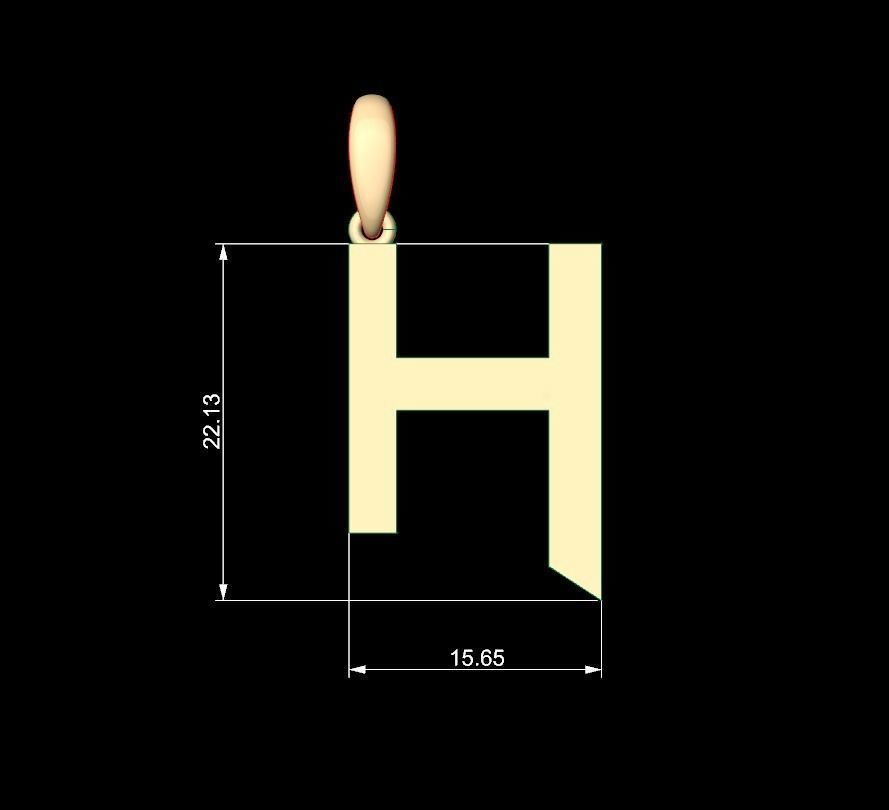 Initial Letters Pendant Iron Maiden H 3D print model_4